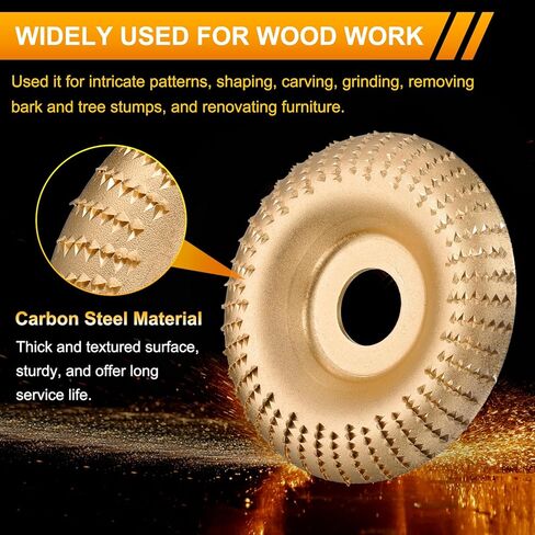 harfington 3 قطع الخشب نحت القرص طاحونة عجلة 4 "أداة دوارة قوس نحت القرص طحن عجلة مع 5/8" أربور لتلميع تشكيل النجارة، لهجة فضية in Kuwait