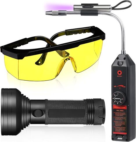 Auto Air Conditioner Leak Detector Tool WJL-6000 Refrigerant Leak Detector with UV Flashlight and Yellow UV Protective Glasses for HVAC Air Conditioner R22 R410A R134A in Saudi Arabia