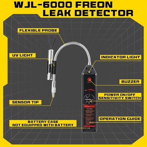 Auto Air Conditioner Leak Detector Tool WJL-6000 Refrigerant Leak Detector with UV Flashlight and Yellow UV Protective Glasses for HVAC Air Conditioner R22 R410A R134A in Saudi Arabia