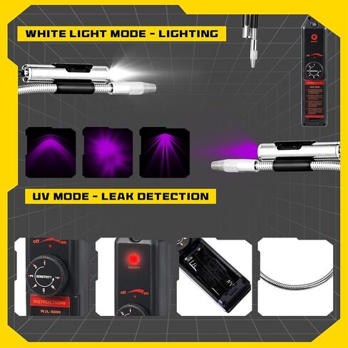 Auto Air Conditioner Leak Detector Tool WJL-6000 Refrigerant Leak Detector with UV Flashlight and Yellow UV Protective Glasses for HVAC Air Conditioner R22 R410A R134A in Saudi Arabia