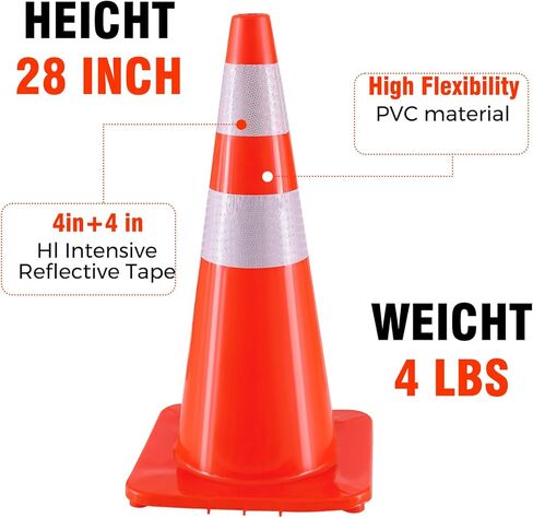 2 حزمة الأقماع حركة المرور 18 "بوصة برتقالية PVC مرور المخاريط ، Orange Road وقوف السيارات مخروطات البناء الثقيلة مخروطية من الناحية الهيكلية لموقف السيارات ، الممر ، أحداث البناء in Kuwait