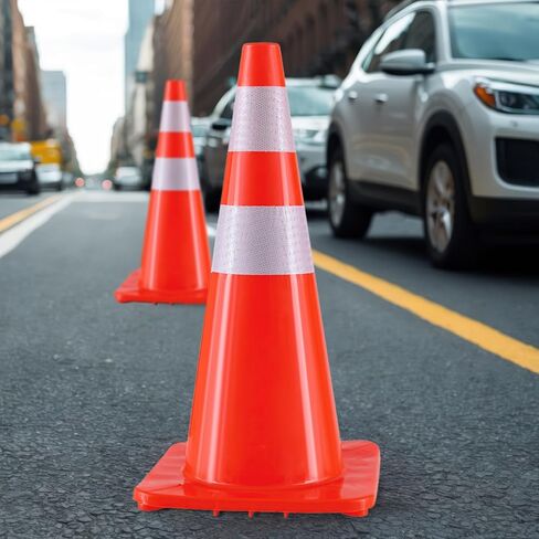 2 حزمة الأقماع حركة المرور 18 "بوصة برتقالية PVC مرور المخاريط ، Orange Road وقوف السيارات مخروطات البناء الثقيلة مخروطية من الناحية الهيكلية لموقف السيارات ، الممر ، أحداث البناء in Kuwait