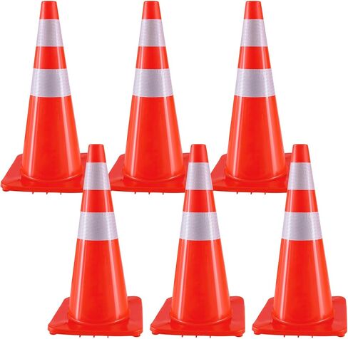 2 حزمة الأقماع حركة المرور 18 "بوصة برتقالية PVC مرور المخاريط ، Orange Road وقوف السيارات مخروطات البناء الثقيلة مخروطية من الناحية الهيكلية لموقف السيارات ، الممر ، أحداث البناء in Kuwait