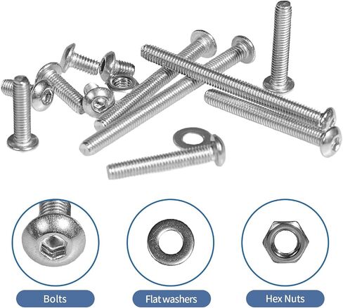 840 Pcs M3 M4 M5 Metric Screw Assortment, Hex Socket Button Head Cap Screws and Nuts Washers Assortment Kit, 304 Stainless Steel Metric Set Screws in Kuwait