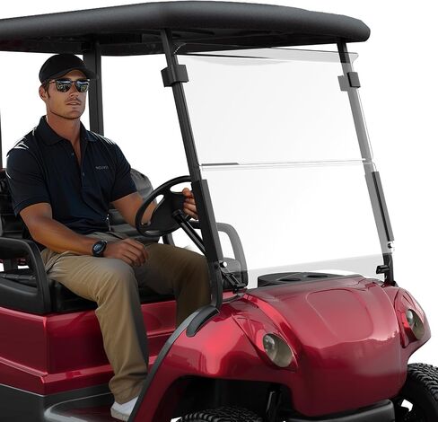 Club Car Precedent Windshield for Golf Cart Windshield Replacement,Foldable Tinted Acrylic panel material firmly match Club Car Precedent 2004 and Up Models in Saudi Arabia