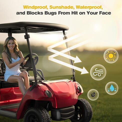 Club Car Precedent Windshield for Golf Cart Windshield Replacement,Foldable Tinted Acrylic panel material firmly match Club Car Precedent 2004 and Up Models in Saudi Arabia