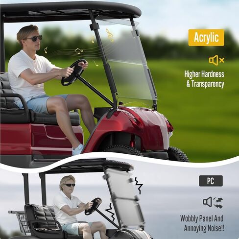 Club Car Precedent Windshield for Golf Cart Windshield Replacement,Foldable Tinted Acrylic panel material firmly match Club Car Precedent 2004 and Up Models in Saudi Arabia