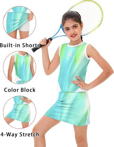 Remimi Girls Tennis Outfits Golf Tank Top and Skirt with Shorts 4-12 Years in Kuwait