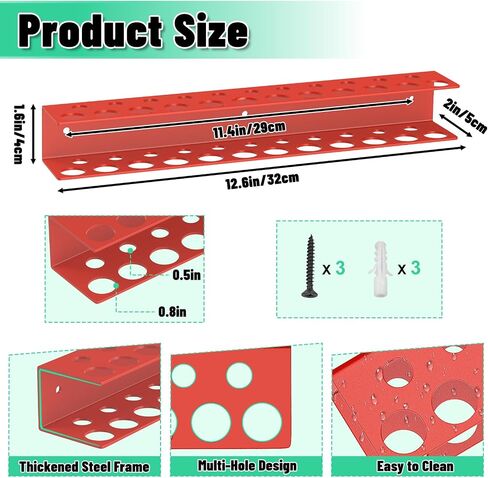 Screwdrivers Pliers Holder Wall Mount, Heavy Duty Metal Utility Storage Rack for Pliers Small Tools, Screw Driver Organizer Suitable Garages Homes Workshops Sheds (23 holes 1PC) in Saudi Arabia