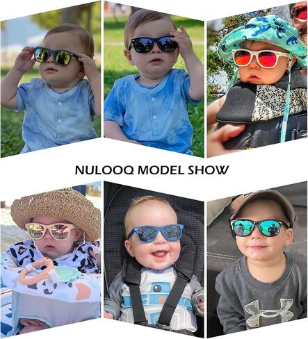 نظارات شمسية مستقطبة للأطفال من NULOOQ مع حزام - نظارات شمسية مرنة غير قابلة للكسر للأطفال الصغار من سن 0 إلى 24 شهرًا in Saudi Arabia