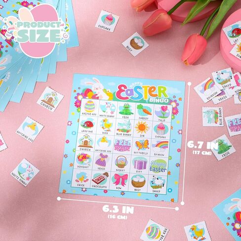 JOYIN 28 Players Easter Bingo Cards (5x5) for Easter Party Goodies Games, Kids School Classroom Gift, Indoor Family Activities, Basket Filler Stuffers. in Saudi Arabia