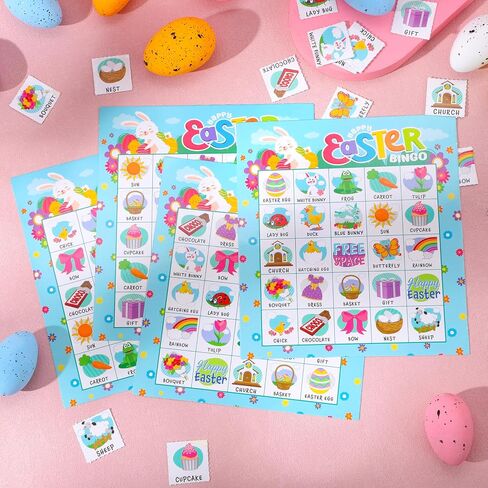 JOYIN 28 Players Easter Bingo Cards (5x5) for Easter Party Goodies Games, Kids School Classroom Gift, Indoor Family Activities, Basket Filler Stuffers. in Saudi Arabia