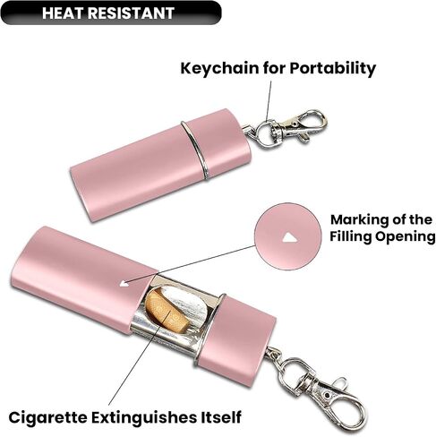 Ashtrays for Cigarettes Portable Pocket Ashtray - Pack of 2 Premium Fireproof ABS Metal Smell Proof Cool Travel Ashtray with Keychain Outdoor Butt Disposal Tube Cute Fancy Ash Tray Black in Kuwait