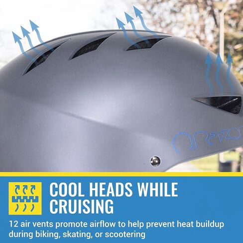 Razor V-12 Adult Multi-Sport Helmet - CPSC Approved Helmets for Adults with Adjustable Strap - Durable Bicycle Helmet with Foam Padding for ‎Cycling & Skateboarding in Kuwait