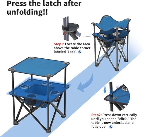 Folding Camping Table, Portable Outdoor Picnic Table, Lightweight Square Camp Table with Built-in 4 Cup Holders Food Basket and Travel Bag for Barbeque Beach Camping and Tailgate Blue in Saudi Arabia