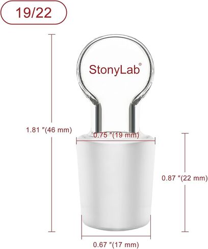 stonylab Glass Hollow Stopper, 5-Pack Borosilicate Glass Penny Head Glass Hollow Stopper with Closed Bottom for 14/20 Outer Joint Glass in Kuwait