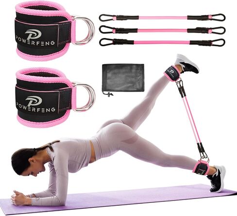 Ankle Resistance Bands with Cuffs: Women Ankle Strap Band for Working Out - Ankle Resistance Bands for Glutes Hip & Leg Butt Training Workout Exercise Equipment in Kuwait