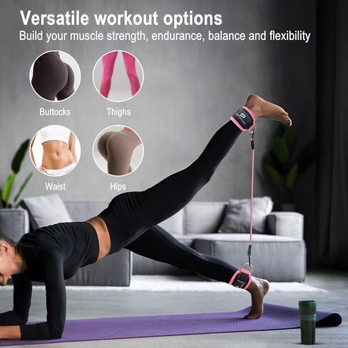 Ankle Resistance Bands with Cuffs: Women Ankle Strap Band for Working Out - Ankle Resistance Bands for Glutes Hip & Leg Butt Training Workout Exercise Equipment in Kuwait