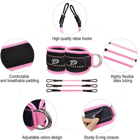Ankle Resistance Bands with Cuffs: Women Ankle Strap Band for Working Out - Ankle Resistance Bands for Glutes Hip & Leg Butt Training Workout Exercise Equipment in Kuwait