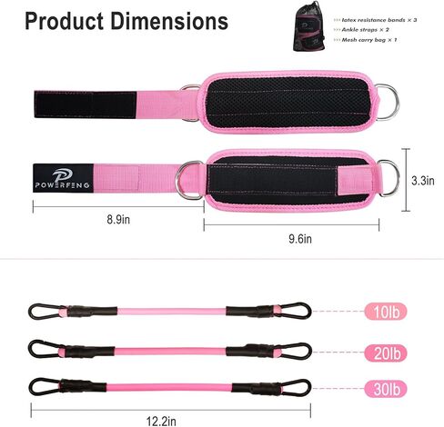 Ankle Resistance Bands with Cuffs: Women Ankle Strap Band for Working Out - Ankle Resistance Bands for Glutes Hip & Leg Butt Training Workout Exercise Equipment in Kuwait