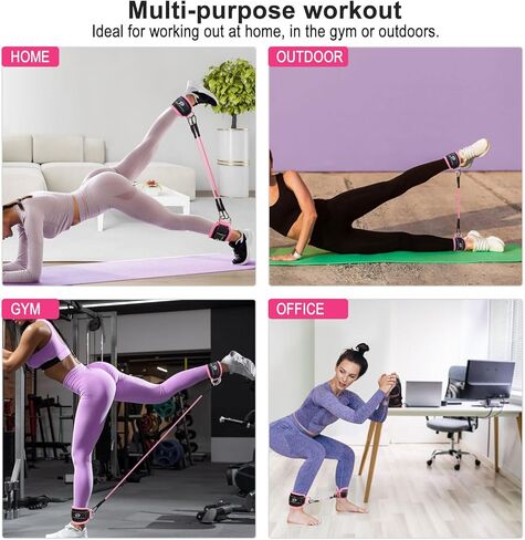 Ankle Resistance Bands with Cuffs: Women Ankle Strap Band for Working Out - Ankle Resistance Bands for Glutes Hip & Leg Butt Training Workout Exercise Equipment in Kuwait