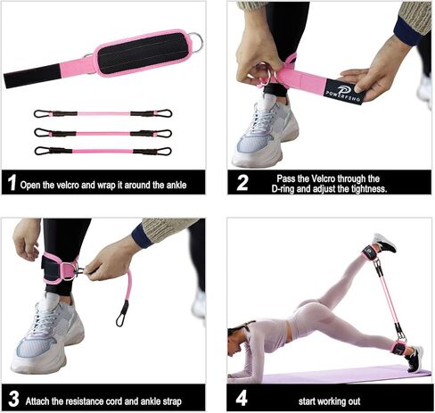 Ankle Resistance Bands with Cuffs: Women Ankle Strap Band for Working Out - Ankle Resistance Bands for Glutes Hip & Leg Butt Training Workout Exercise Equipment in Kuwait