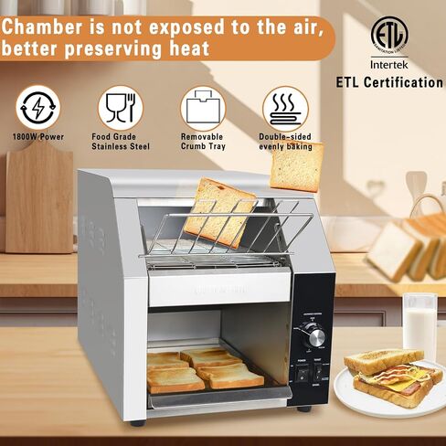 Hakka Toaster 4 Slice, Heavy-Duty Stainless Steel Toaster Commercial Toaster with Extra Wide Slots with Auto Shut-off/Cancel Button & Removable Crumb Tray, 1800W/120V in Kuwait