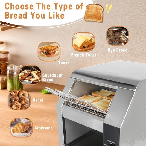 Hakka Toaster 4 Slice, Heavy-Duty Stainless Steel Toaster Commercial Toaster with Extra Wide Slots with Auto Shut-off/Cancel Button & Removable Crumb Tray, 1800W/120V in Kuwait