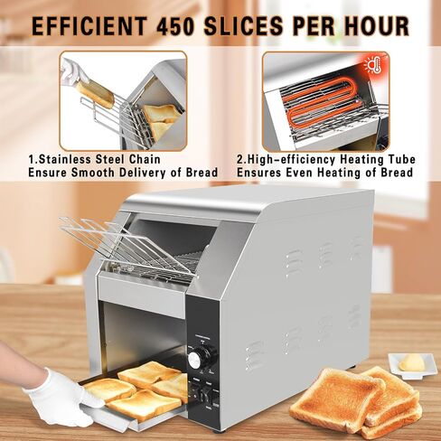 Hakka Toaster 4 Slice, Heavy-Duty Stainless Steel Toaster Commercial Toaster with Extra Wide Slots with Auto Shut-off/Cancel Button & Removable Crumb Tray, 1800W/120V in Kuwait