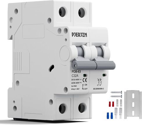 قاطع دائرة مصغرة 12 ~ 400VDC/AC 10A 2 القطب قاطع دائرة الطاقة الشمسية DC AC مغلق ، لوحة الطاقة الشمسية الشمسية العزل الشمسية للبطارية PV Solar Panels Homes (10 أمبير) in Kuwait