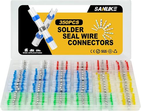 طقم Sanuke 180pcs Solder Seal Seal Countors ، محطات تقليص حرارة مضادة للماء ، موصلات لصق الأسلاك الكهربائية المعزولة لمفصل سلك القارب البحري للسيارات (5 ألوان/5 أحجام) in Kuwait