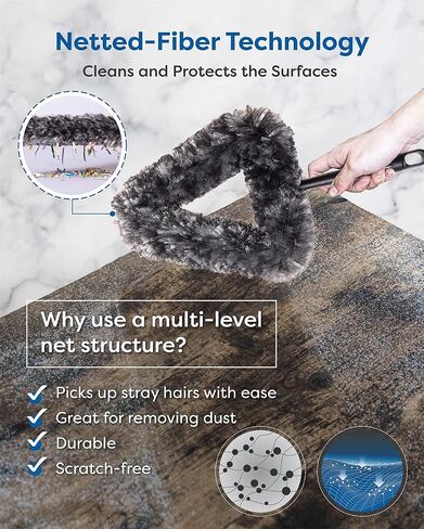 Feather Duster Kit with 5.6ft Extension Pole, 4 Dusting Brush for Cleaning Home Wall Ceiling Fan Cobweb, Microfiber Static Washable Dusters, Black Dark Gray in Kuwait