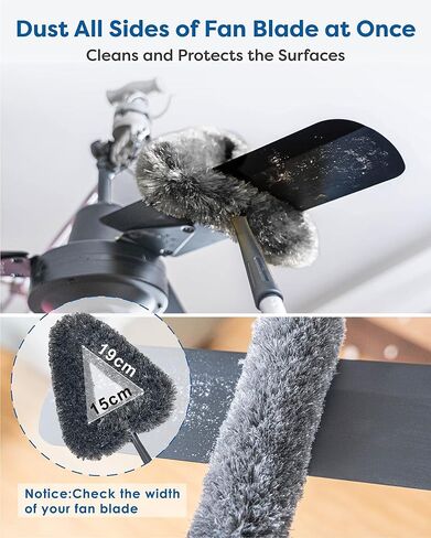 Feather Duster Kit with 5.6ft Extension Pole, 4 Dusting Brush for Cleaning Home Wall Ceiling Fan Cobweb, Microfiber Static Washable Dusters, Black Dark Gray in Kuwait