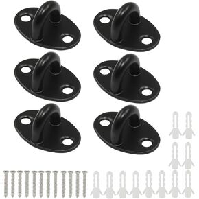 Hitefu 2PCS Pad Eye Plate U Hooks, Stainless Steel Ceiling Hooks with Screws and Plastic Anchors, Durable Wall Mount Marine Hardware Staple Hooks Loop (Large U Oval Open)
