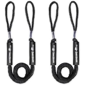 Sandshark Anchor Premium Boat Boat Bungee Dock Lines ، 2 حزمة - إكسسوارات قوارب الحبل المرساة البحرية ، مرساة القوارب - يمتد 4-5.5 قدم ، وتمتص الصدمة ، ويقلل من السحب - العلاقات مع الرصيف ، المرابط ، الأرصفة ، الأعمدة