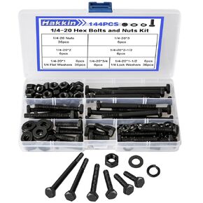 Hakkin 64pcs 3/8-16 مجموعة البراغي والمكسرات ، الصف 8.8 من الصلب الكربوني السداسي المكسر