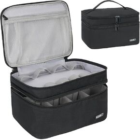 Medicine Storage Bag,Double Layers Pill Bottle Organizer Bag Empty with Lockable Zipper&Adjustable Divider,Medication Travel Carrying Bag for Pills,Vitamins,Medical Supplies