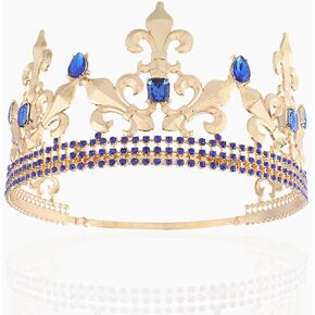 تيجان الأمير المعدنية للرجال من Royal King Crown، دائرية بالكامل لحفلات الهالوين وإكسسوارات أعياد الميلاد والحفلات الراقصة