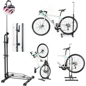 FAVOTO Stand Bike Bike Stand - حامل رف الدراجة في وضع مستقيم - 3 -في 1 في الهواء الطلق في الهواء الطلق ، هناك ارتفاع قابل للتعديل لدراجات MTB Road - لأحجام العجلات تصل إلى 27.5 "