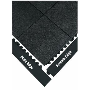 Wearwell 24/Seven GR الصلبة GR المضادة للهتافات متشابكة بلاط الأرضية - أسود. 36 "W × 36" L x 5/8 "سمك. مطاط طبيعي مقاوم للشفى.