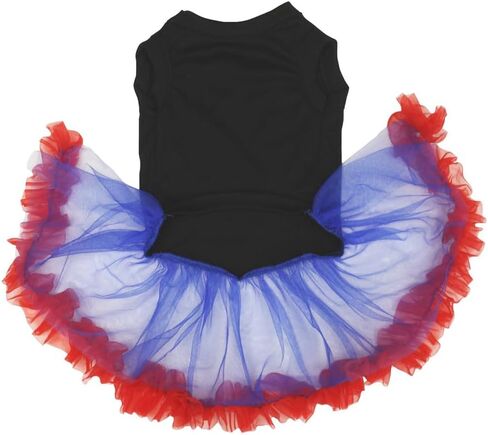 فستان Petitebella rhinestones USA على شكل قلب للجراء (نجوم سوداء/زرقاء، مقاس XX-Large) in Kuwait