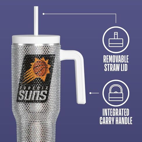 Hydrapeak x NBA Officially Licensed Boston Celtics Voyager 40 oz Stainless Steel Bling Tumbler with Handle, Insulated Rhinestone Water Bottle With Straw & Lid, Includes Gift Box in Kuwait