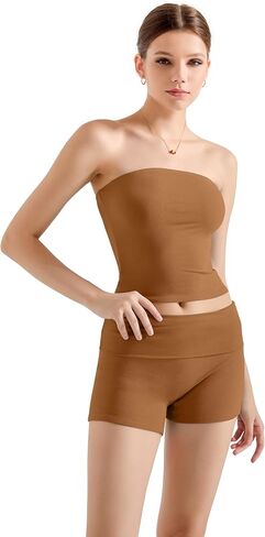 Suuksess Women 2 قطعة Tube Top Lounge Sets Modal Out Shorts Set Set Set Set Set Matching Outfit in Kuwait