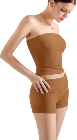 Suuksess Women 2 قطعة Tube Top Lounge Sets Modal Out Shorts Set Set Set Set Set Matching Outfit in Kuwait