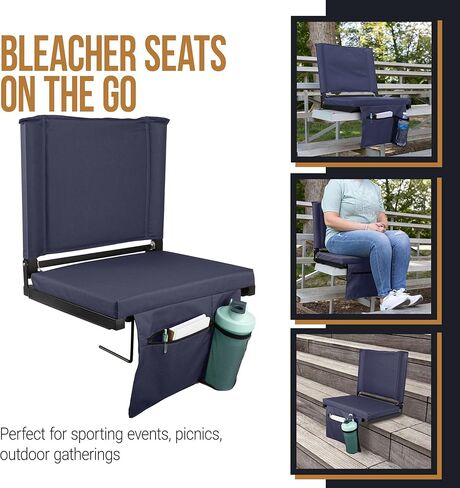 Home-Complete Bleacher Seat - Stadium Seat Cushion with Pocket and Cupholder - Wide Sports Chair - Stadium Seats with Back Support (Maroon) in Kuwait