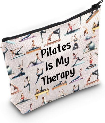 JXGZSO Funny Pilates Gift Pilates Pouch Bag Pilates Is My Therapy Makeup Bag Yoga Meditation Gift in Saudi Arabia