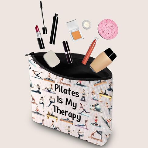 JXGZSO Funny Pilates Gift Pilates Pouch Bag Pilates Is My Therapy Makeup Bag Yoga Meditation Gift in Saudi Arabia