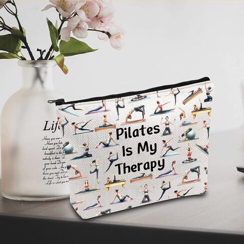 JXGZSO Funny Pilates Gift Pilates Pouch Bag Pilates Is My Therapy Makeup Bag Yoga Meditation Gift in Saudi Arabia