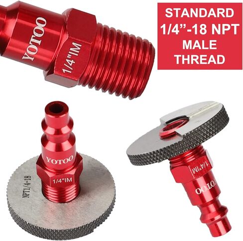 YOTOO 10 قطع من قارنات الهواء العالمية مع مجموعة خيوط ذكر 1/4"-18NPT، تركيبات خرطوم هواء سريعة التوصيل، تجهيزات هواء من الألومنيوم عالي التحمل، خفيفة الوزن، ادفع لتوصيل أدوات الهواء وضاغط الهواء، أحمر in Saudi Arabia