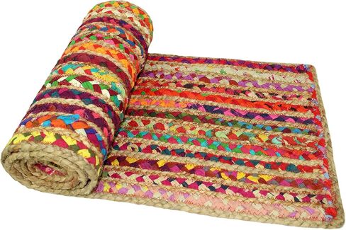 COTTON CRAFT Jute Braided Table Runner - Rustic Farmhouse Table Runner - Jute Kitchen Table Runner - Harvest Fall Thanksgiving Holiday Christmas Party Dining Tabletop Runner - 13x36 inches - Natural in Saudi Arabia